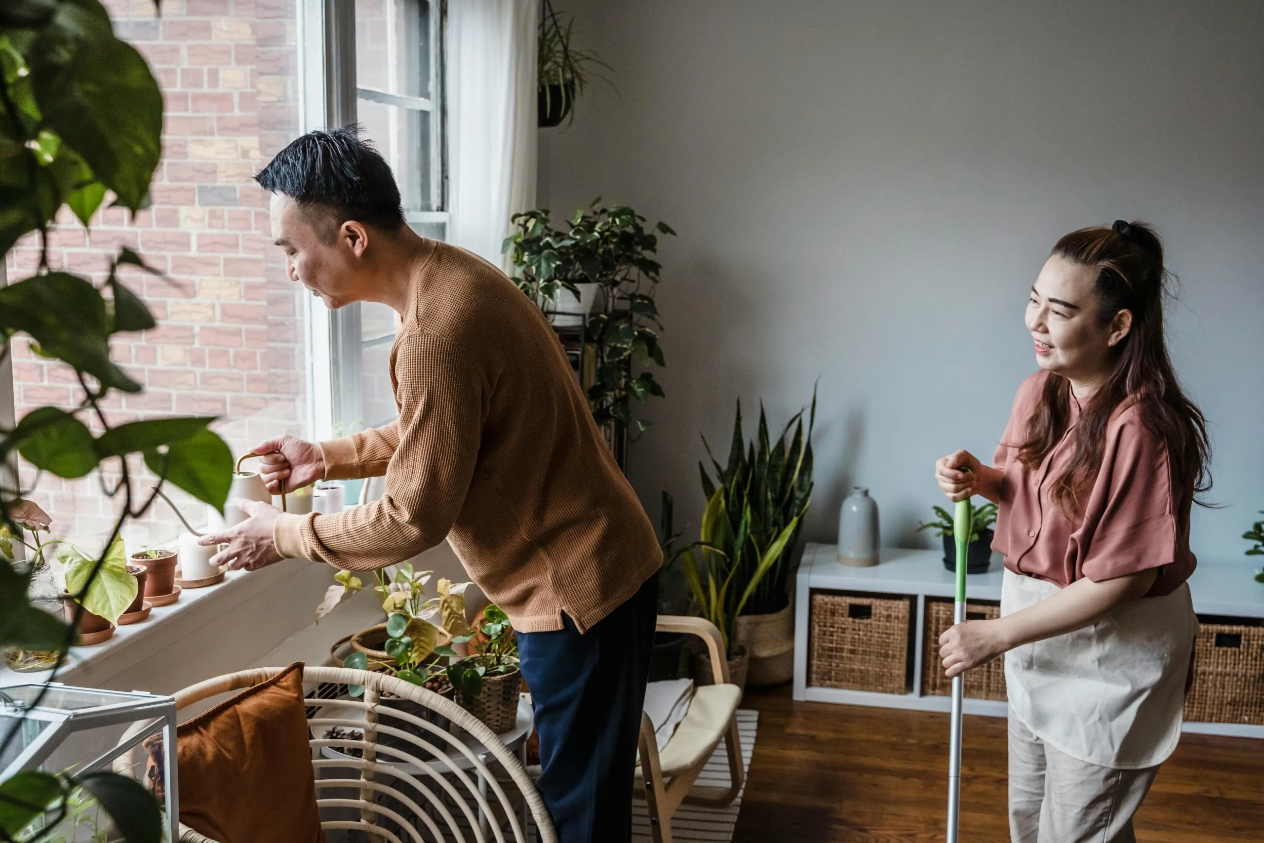 Couple managing divorce while still living together in a shared home