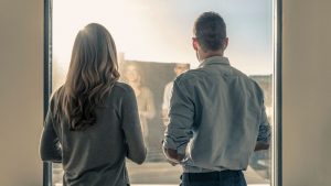 man and woman back